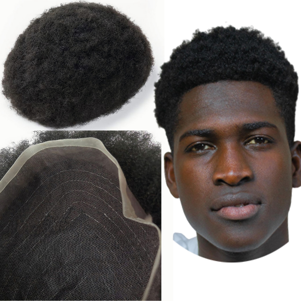 afor toupee 4mm curl human hair piece for black men